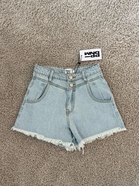 Princess Polly Light Blue High-Waist Denim Shorts